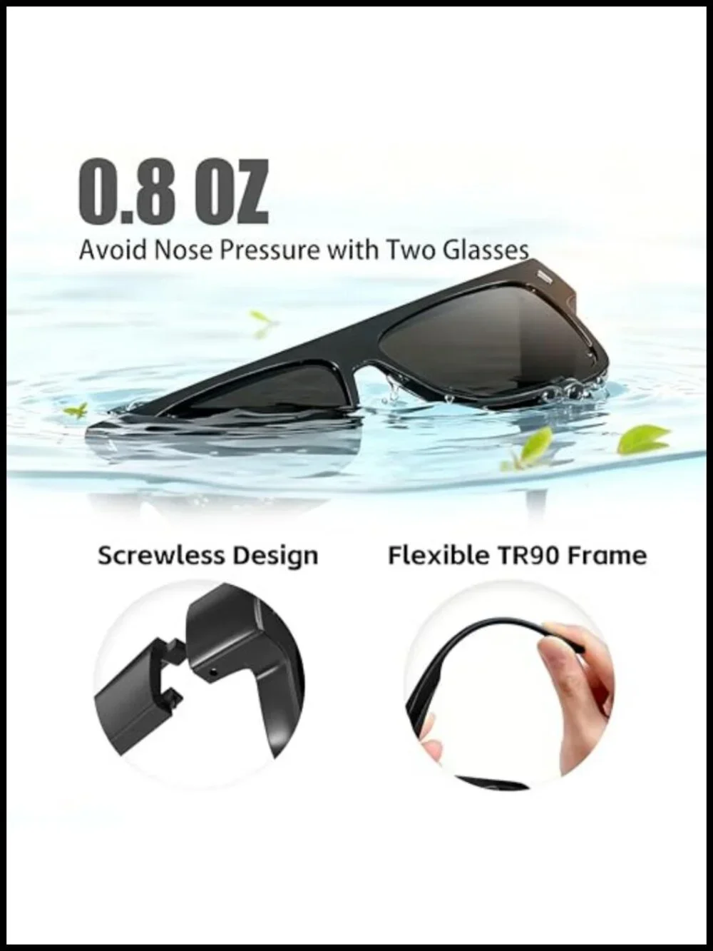 Polarized UV400 Protection Oversized Square TR90 Fit Over Sunglasses for